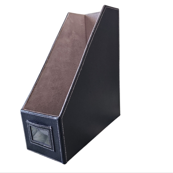 🟠 4 for $25 🟠 LEATHER FILE HOLDER / MAGAZINE RACK / DESK ORGANIZER - Picture 1 of 5